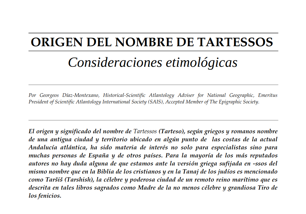 Origen del nombre de Tartessos. Consideraciones etimológicas.
