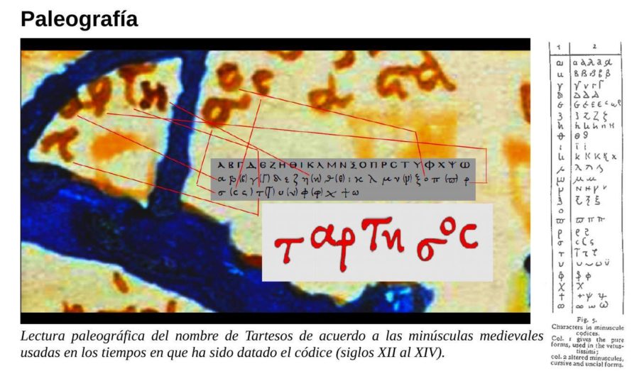 Ταρτησος (Tartesos) en un mapa de tradición ptolemea en el documental “Atlantis Rising” de James Cameron.
