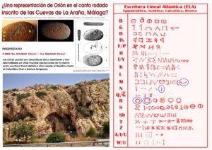 ¿Una representación de Orión en el canto rodado de las Cuevas de La Araña, Málaga, inscrito en el Neolítico?